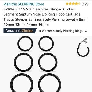14G Clicker Hoops, Black, New, 5 Pair